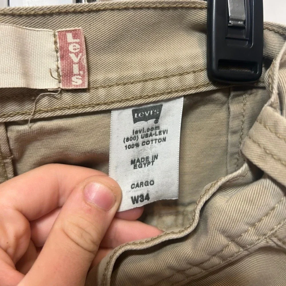 Levis Mens Cargo Shorts Tan Khaki Cotton Utility Workwear W34 Casual Summer